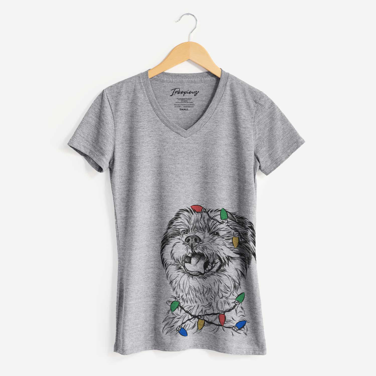 Christmas Lights Sugar the Malshi - Women's V-neck Shirt