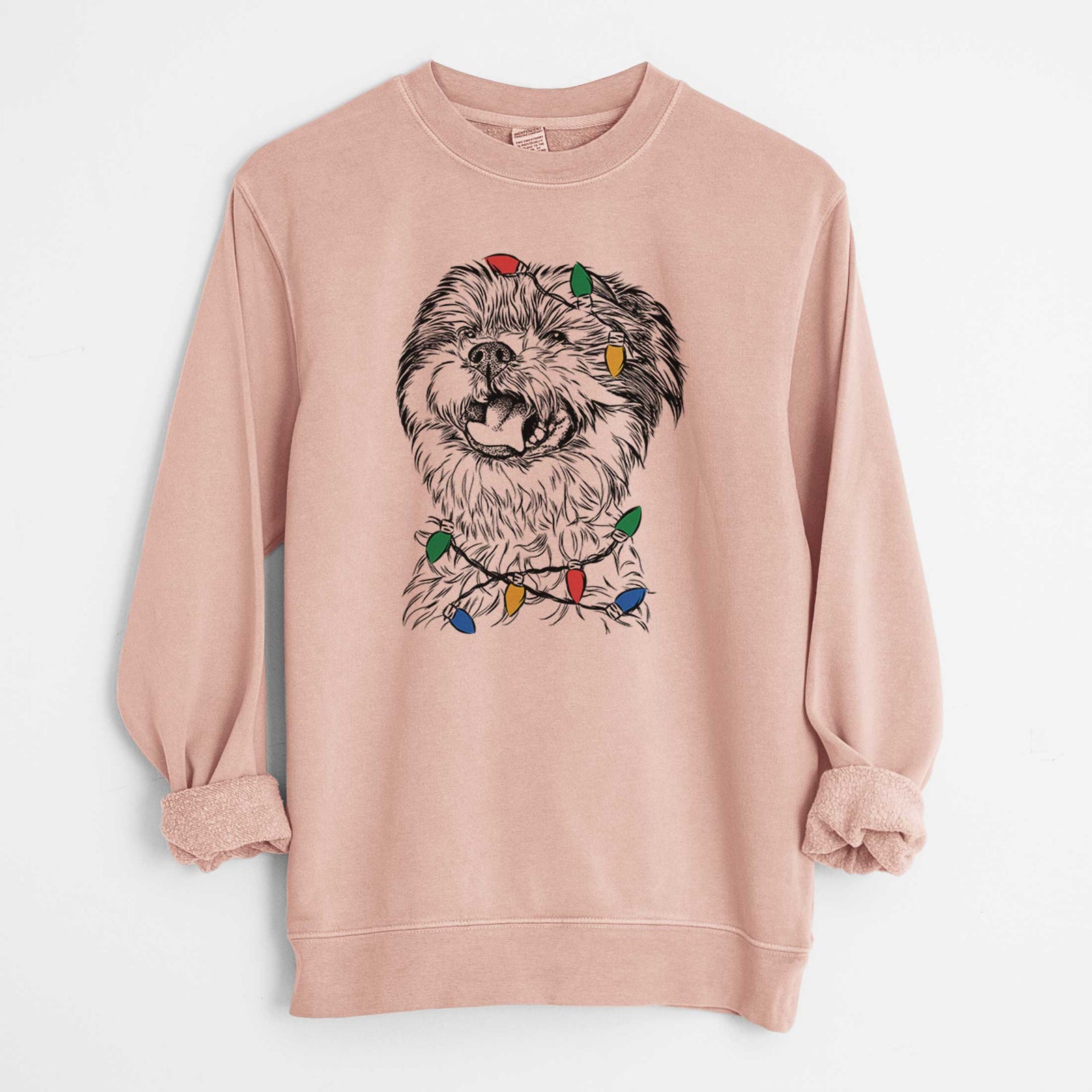 Christmas Lights Sugar the Malshi - Unisex Pigment Dyed Crew Sweatshirt