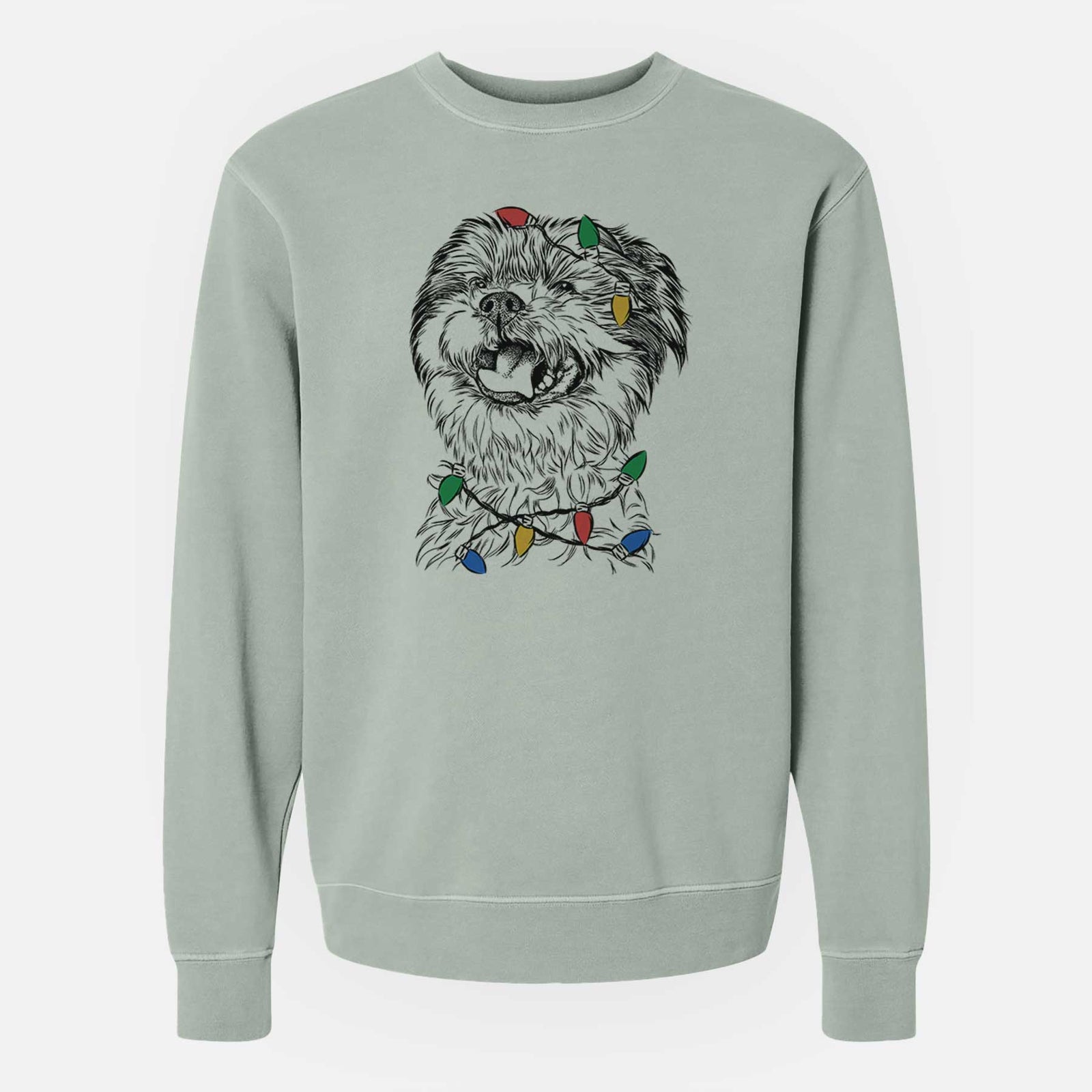 Christmas Lights Sugar the Malshi - Unisex Pigment Dyed Crew Sweatshirt