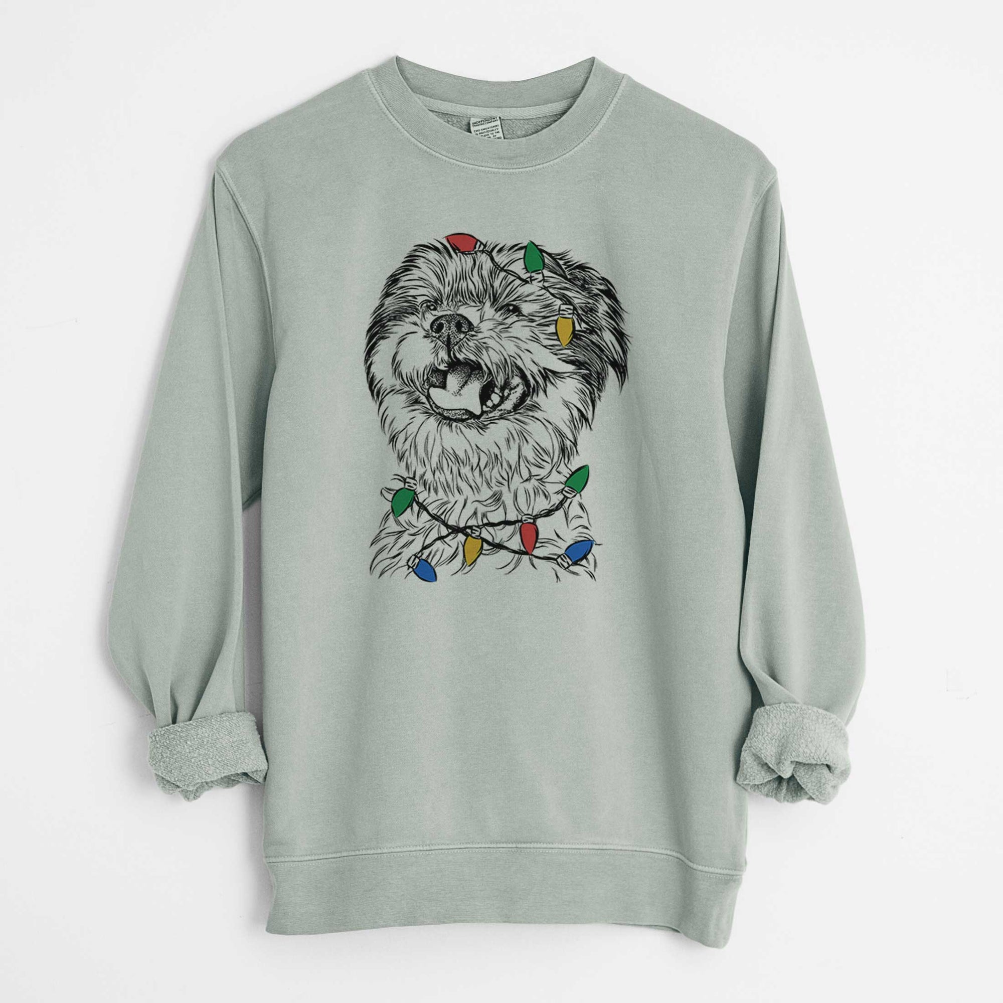 Christmas Lights Sugar the Malshi - Unisex Pigment Dyed Crew Sweatshirt