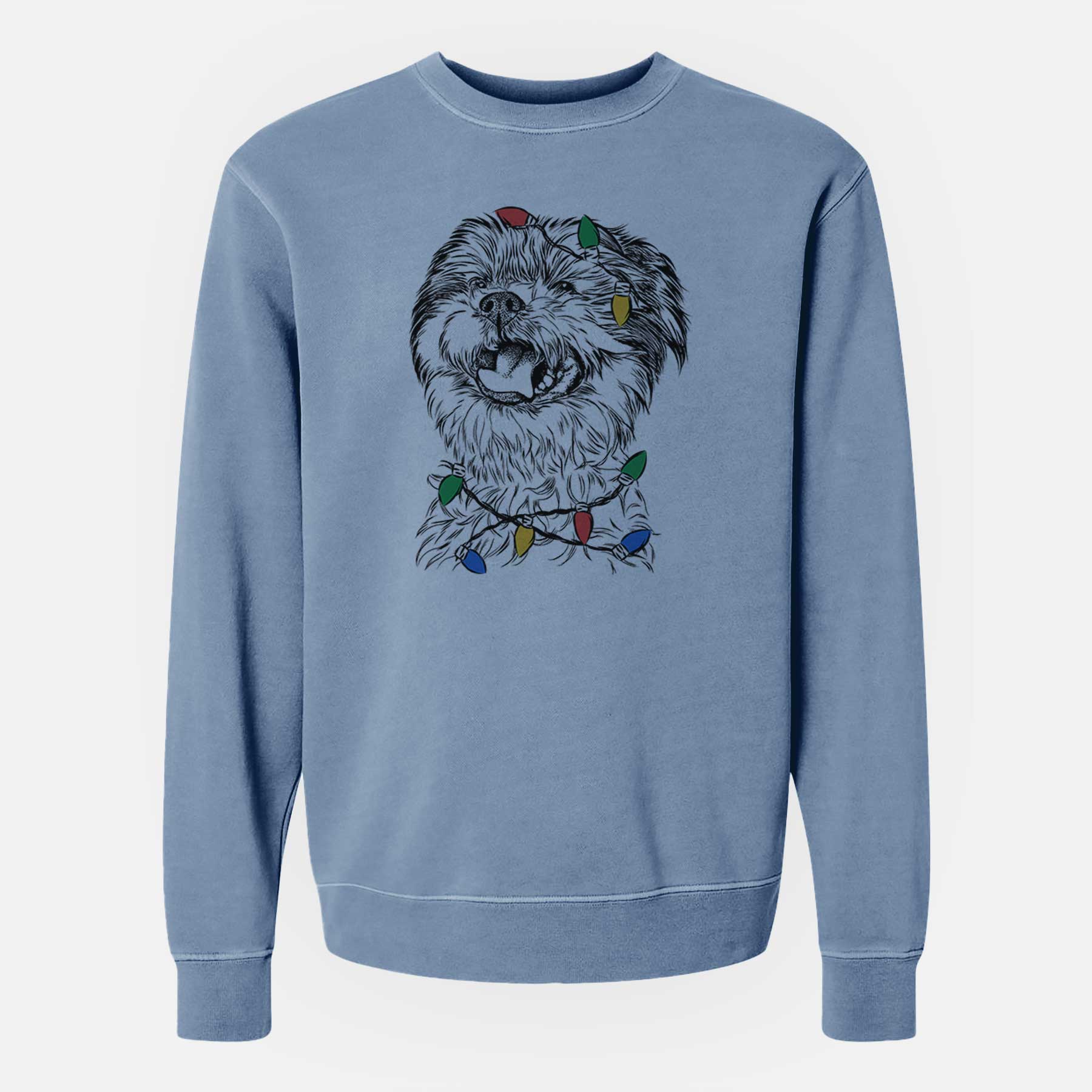 Christmas Lights Sugar the Malshi - Unisex Pigment Dyed Crew Sweatshirt