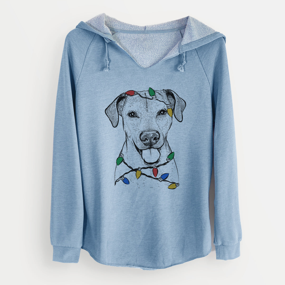 Christmas Lights Sugar the American Staffordshire Mix - Cali Wave Hooded Sweatshirt