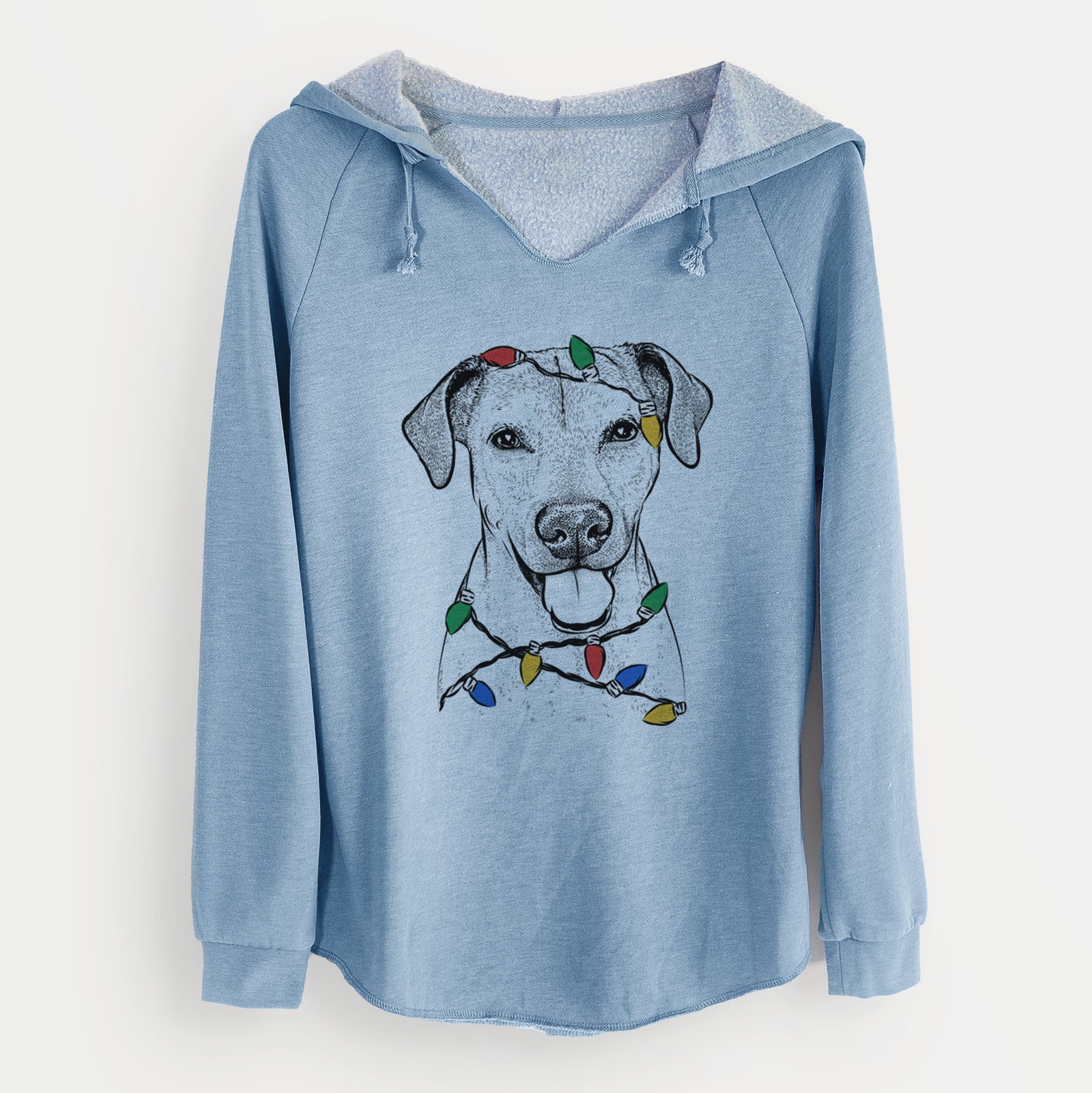 Christmas Lights Sugar the American Staffordshire Mix - Cali Wave Hooded Sweatshirt
