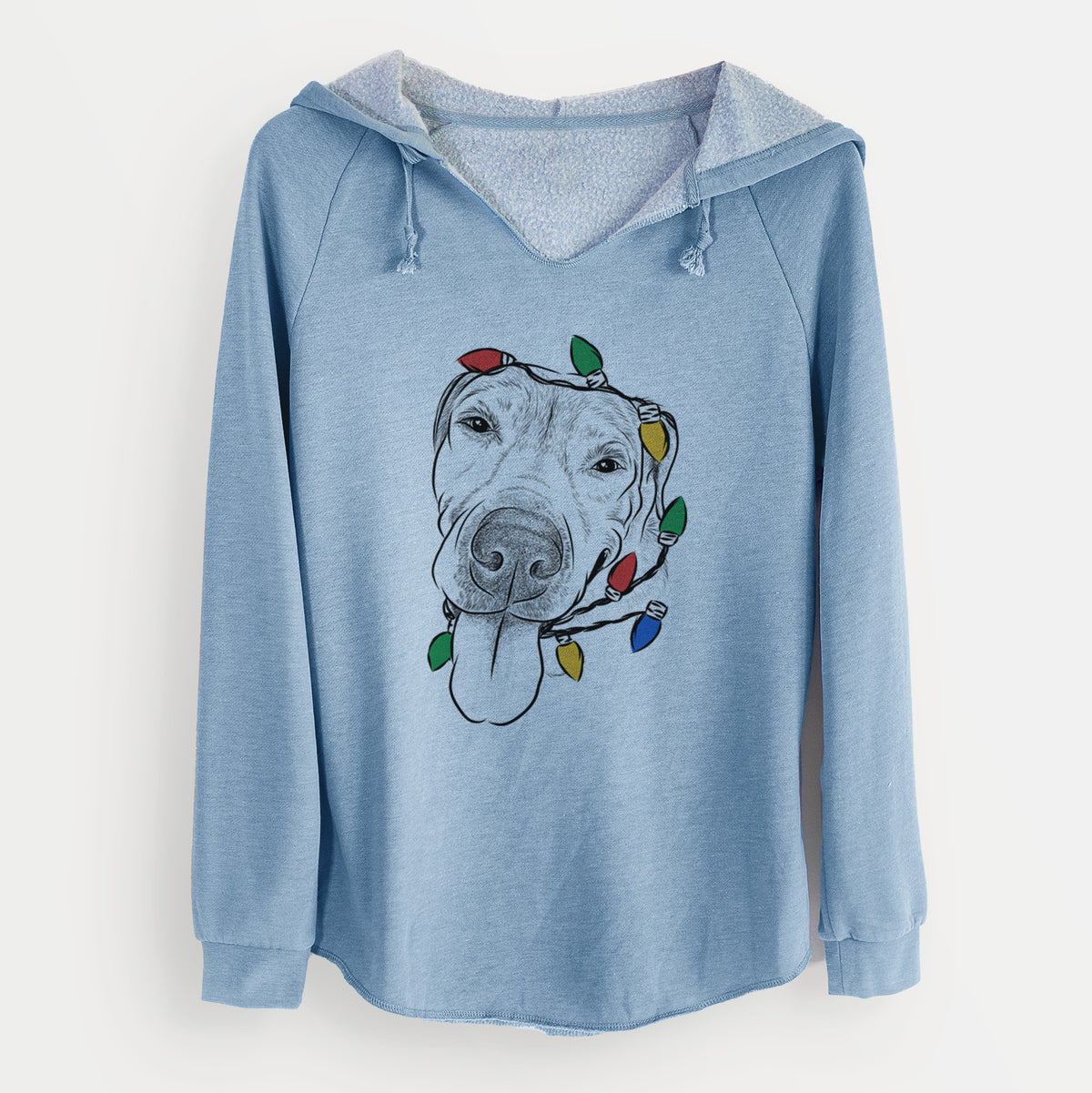 Christmas Lights Sugar the Staffordshire Terrier Mix - Cali Wave Hooded Sweatshirt
