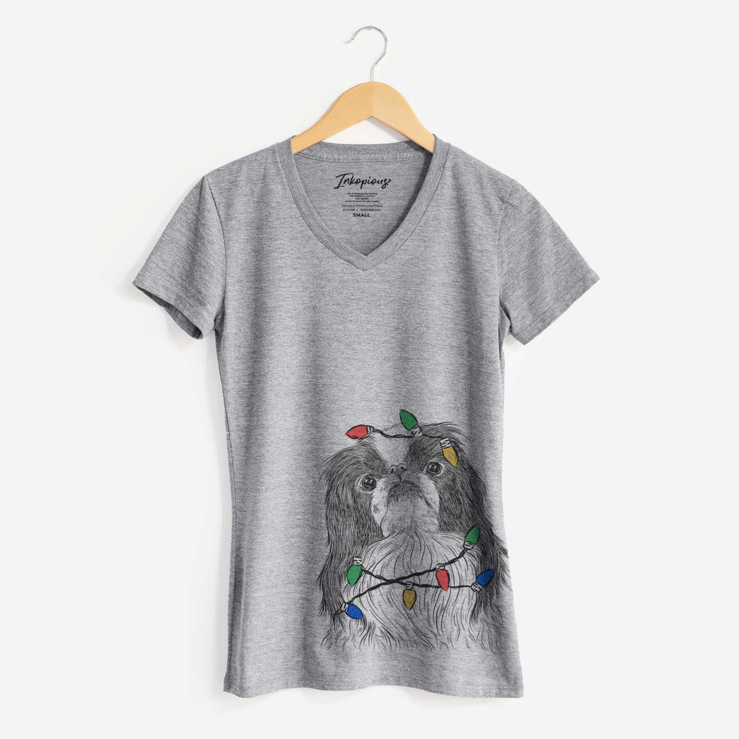 Christmas Lights Suki the Japanese Chin - Women's V-neck Shirt