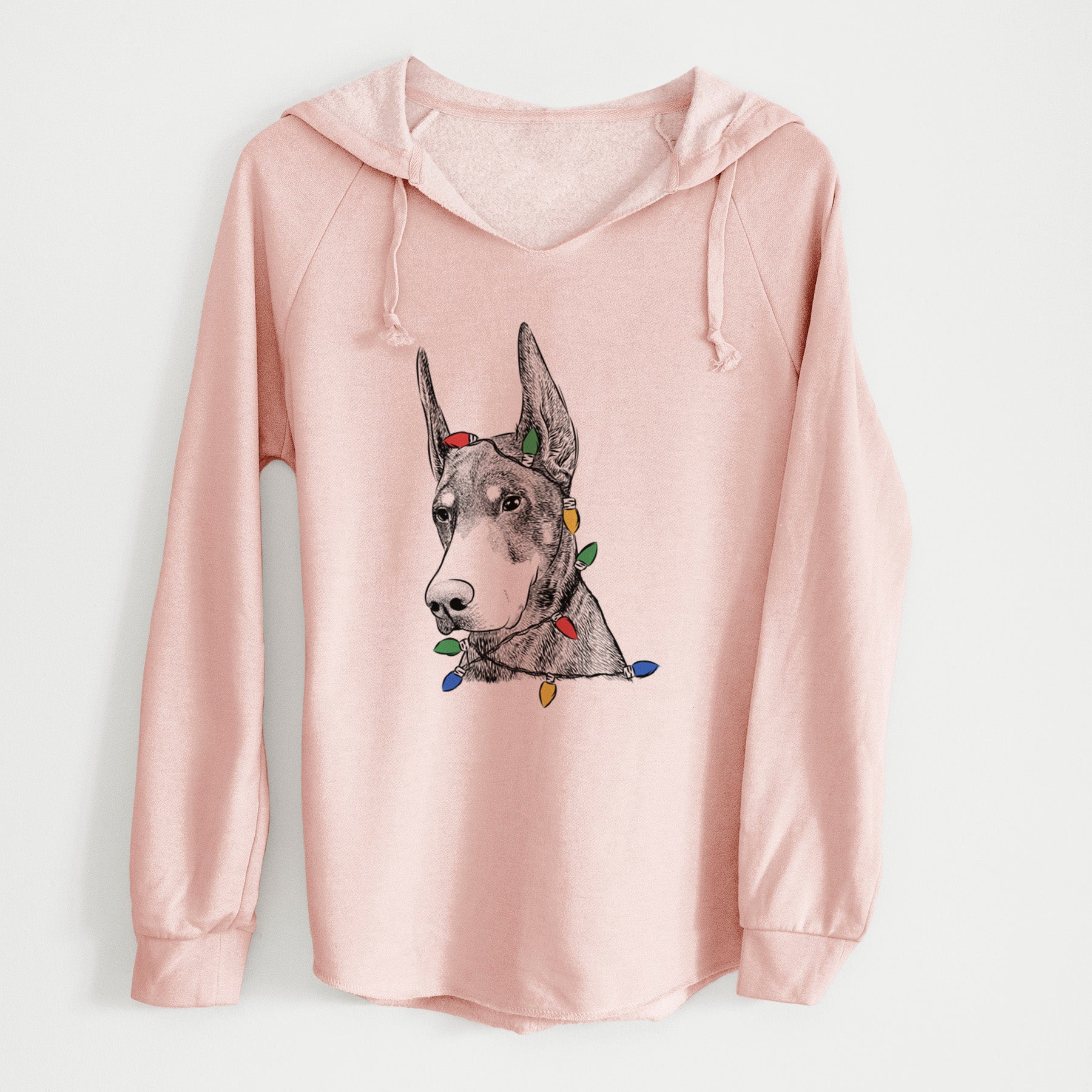 Christmas Lights Sunny the Doberman Pinscher - Cali Wave Hooded Sweatshirt