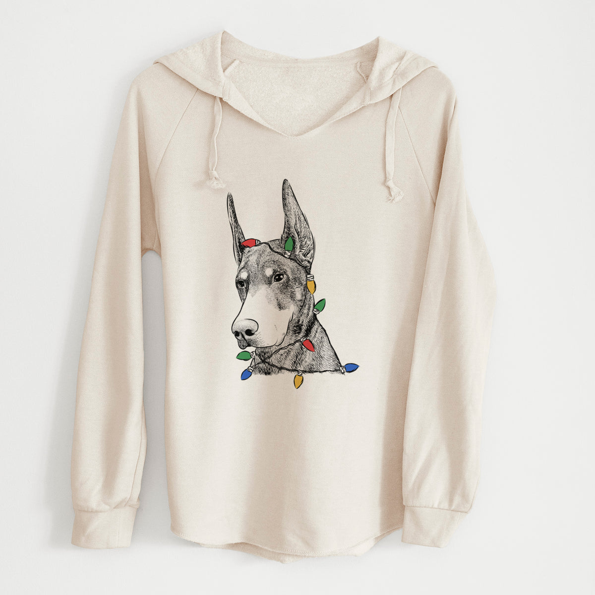 Christmas Lights Sunny the Doberman Pinscher - Cali Wave Hooded Sweatshirt