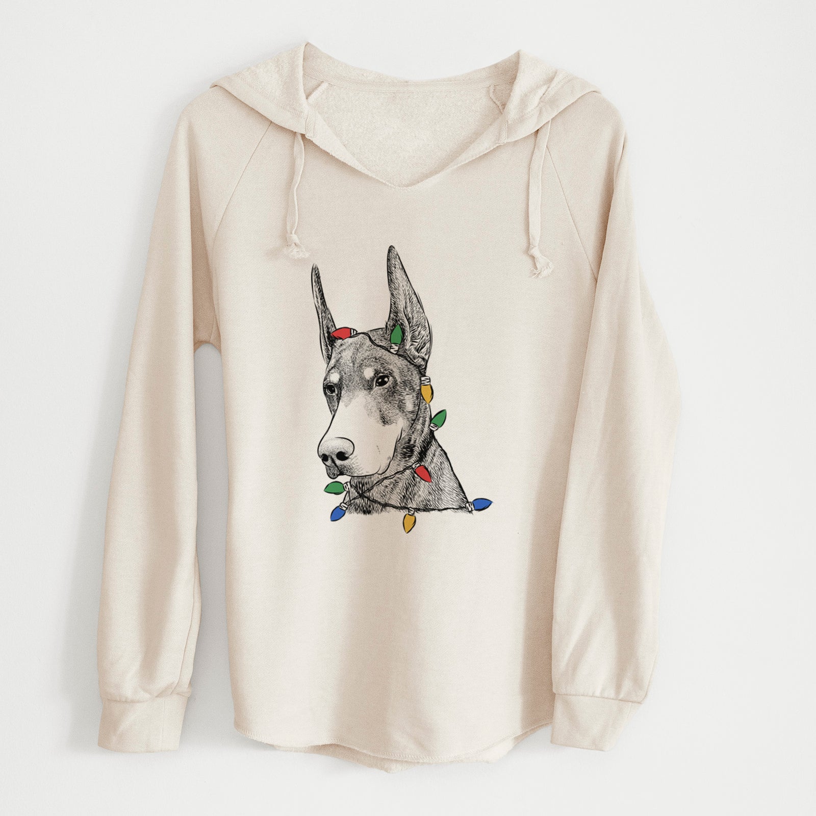 Christmas Lights Sunny the Doberman Pinscher - Cali Wave Hooded Sweatshirt