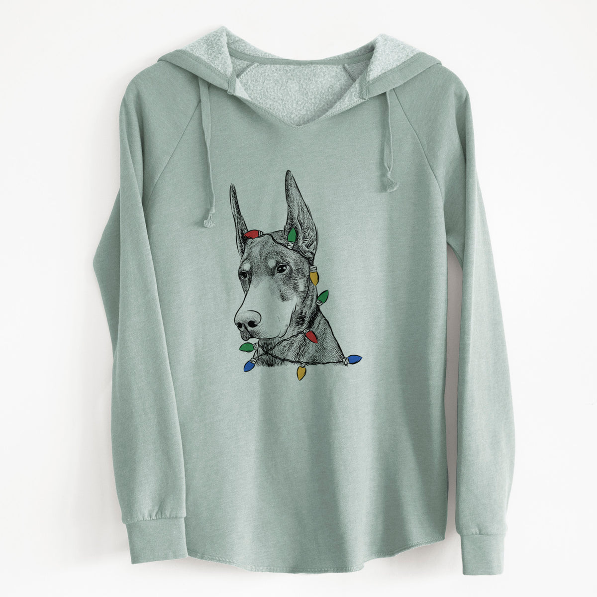 Christmas Lights Sunny the Doberman Pinscher - Cali Wave Hooded Sweatshirt
