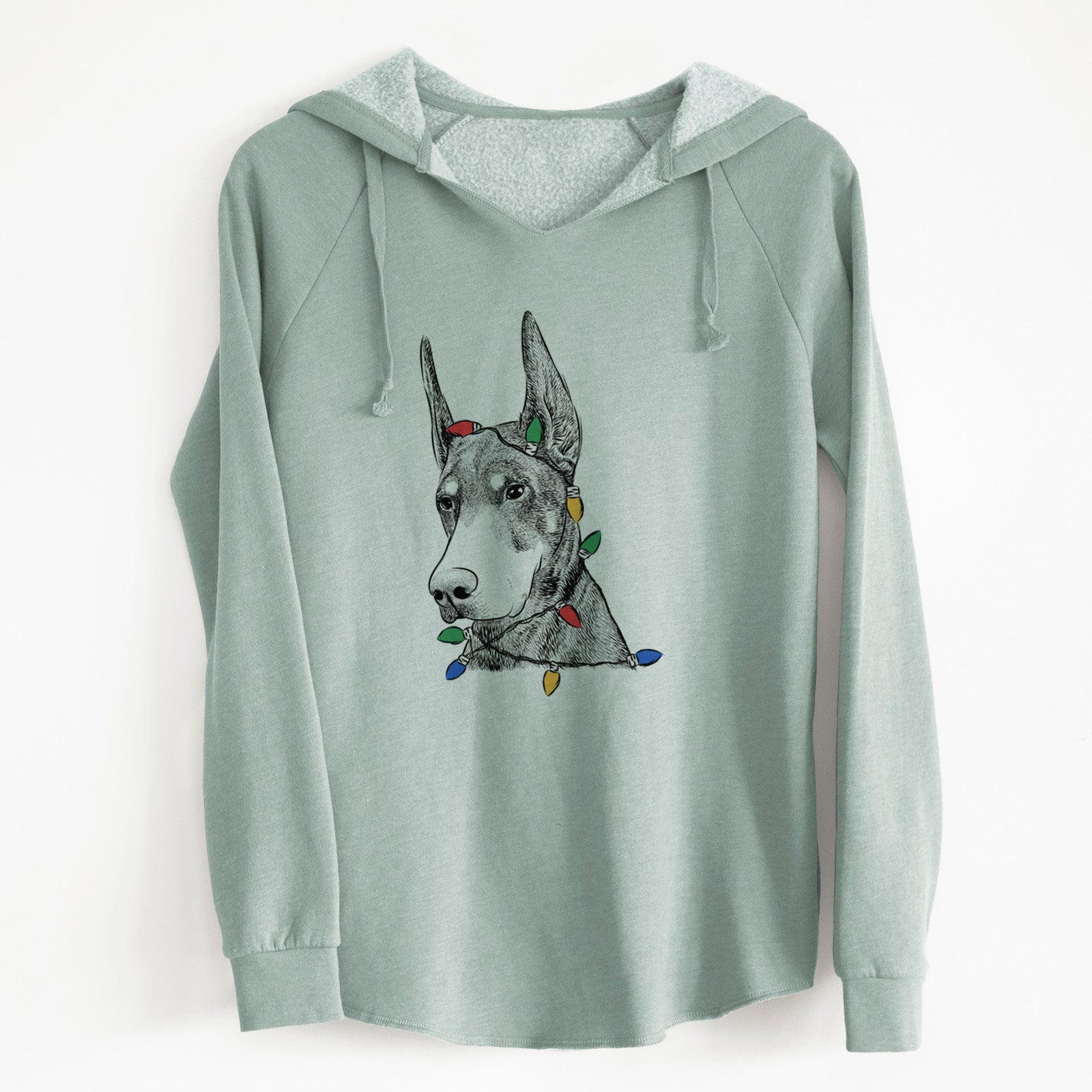 Christmas Lights Sunny the Doberman Pinscher - Cali Wave Hooded Sweatshirt