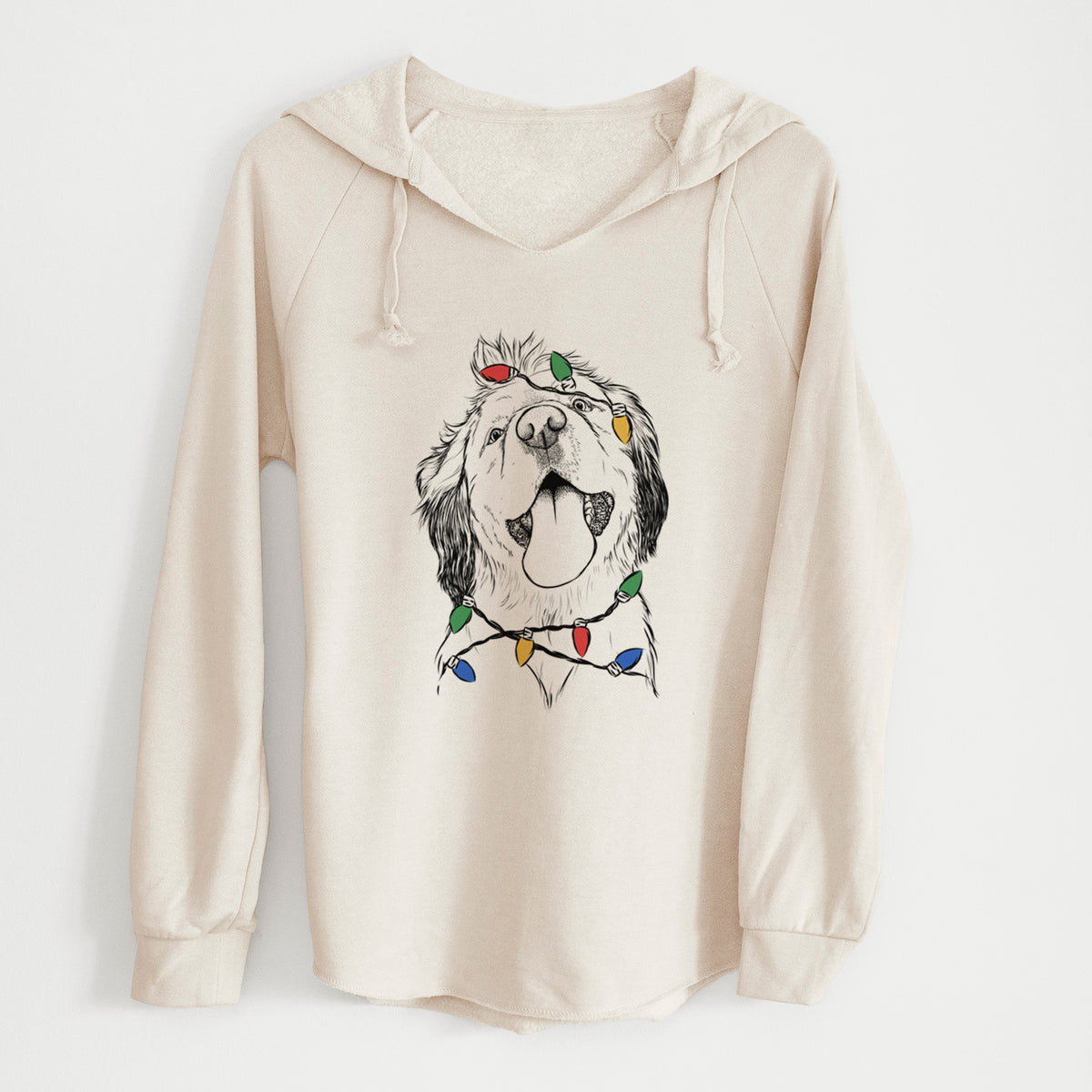 Christmas Lights Sven the Double Merle Spaniel Aussie Mix - Cali Wave Hooded Sweatshirt