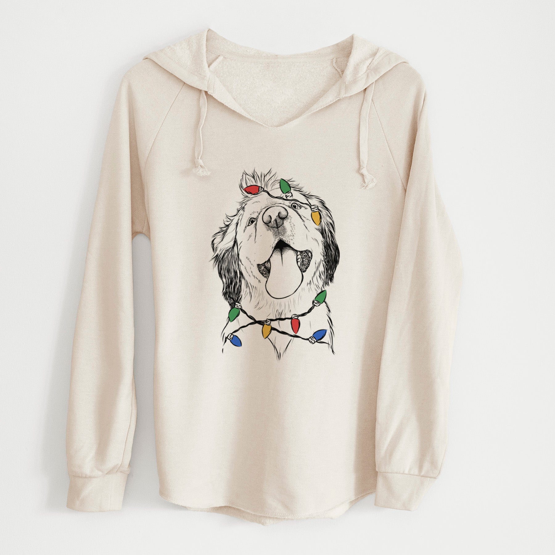 Christmas Lights Sven the Double Merle Spaniel Aussie Mix - Cali Wave Hooded Sweatshirt