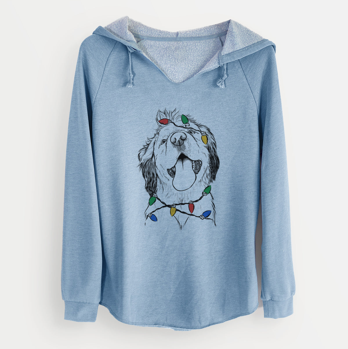 Christmas Lights Sven the Double Merle Spaniel Aussie Mix - Cali Wave Hooded Sweatshirt