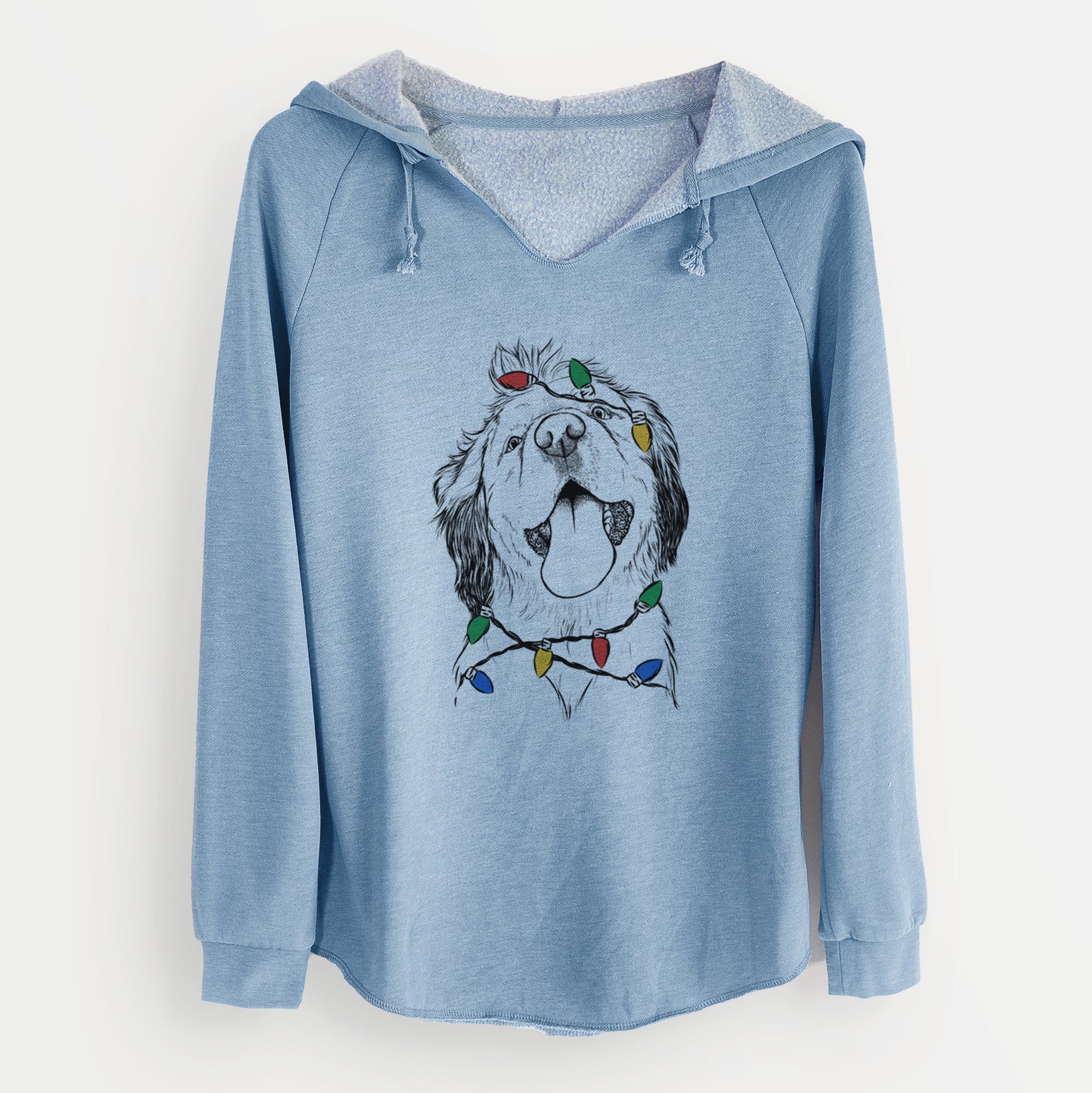 Christmas Lights Sven the Double Merle Spaniel Aussie Mix - Cali Wave Hooded Sweatshirt
