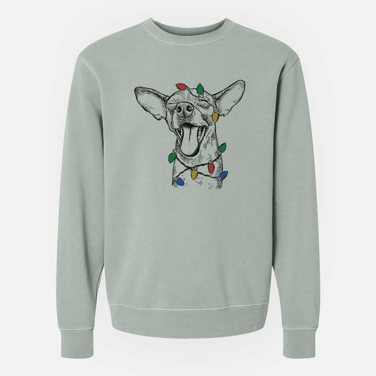 Christmas Lights SweetBailey the Chihuahua Mix - Unisex Pigment Dyed Crew Sweatshirt