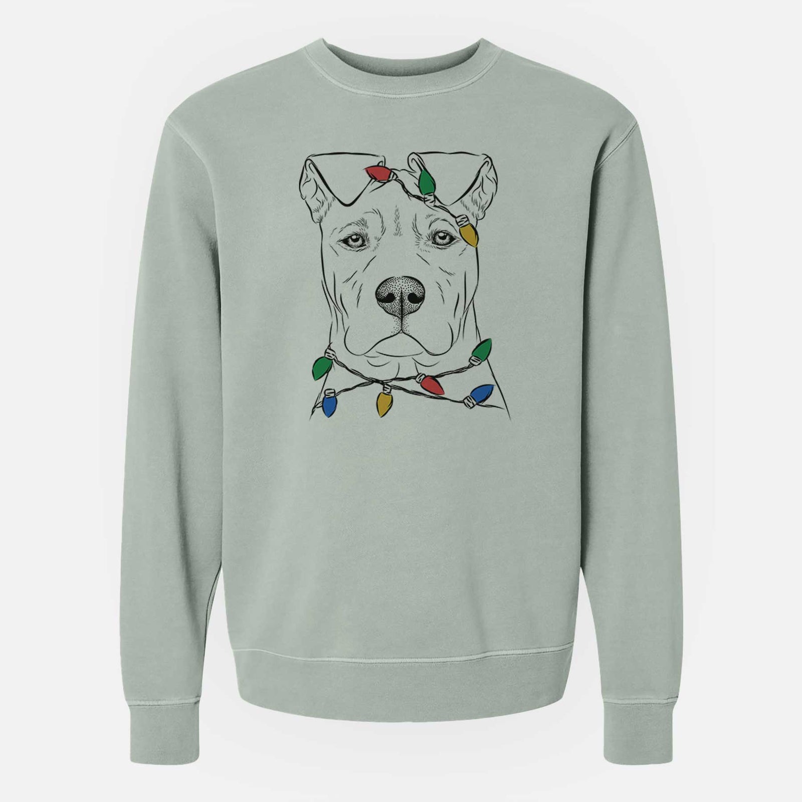 Christmas Lights Sweet Finn the Mixed Breed - Unisex Pigment Dyed Crew Sweatshirt