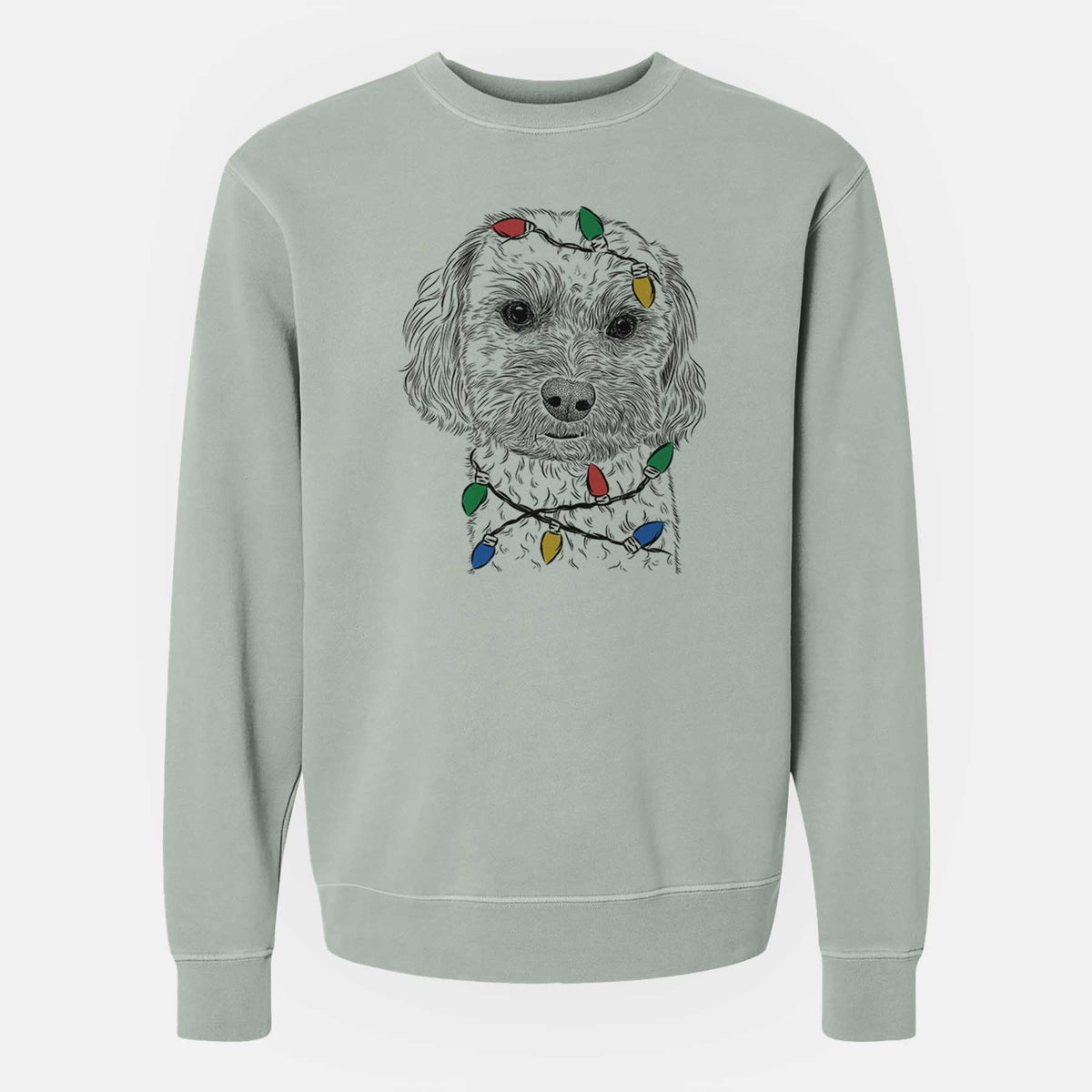 Christmas Lights Sweet George the Mixed Breed - Unisex Pigment Dyed Crew Sweatshirt