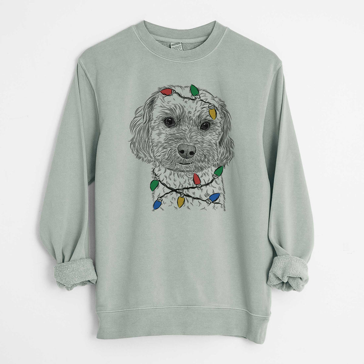Christmas Lights Sweet George the Mixed Breed - Unisex Pigment Dyed Crew Sweatshirt