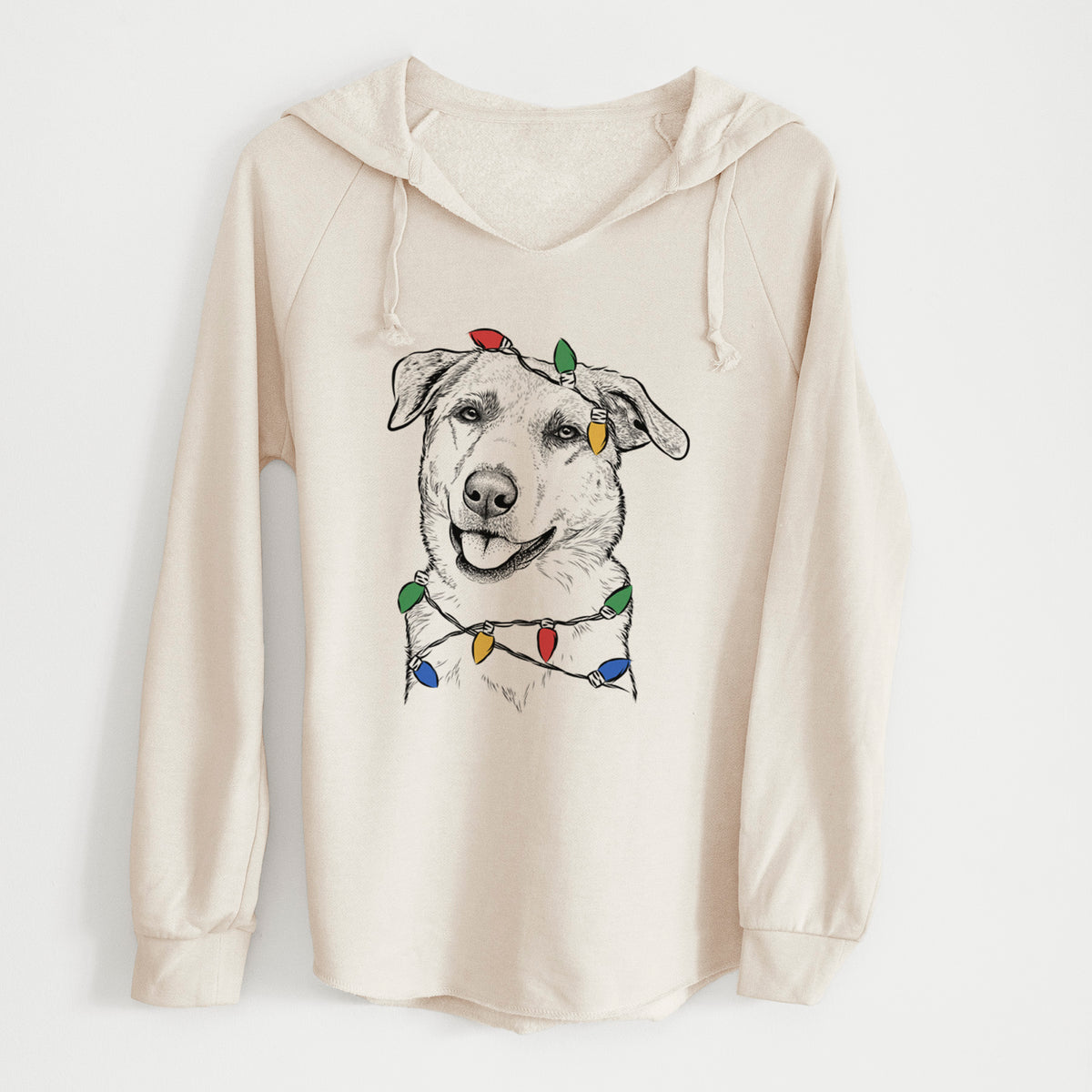 Christmas Lights Sydney the Great Pyrenees Australian Shepherd Mix - Cali Wave Hooded Sweatshirt