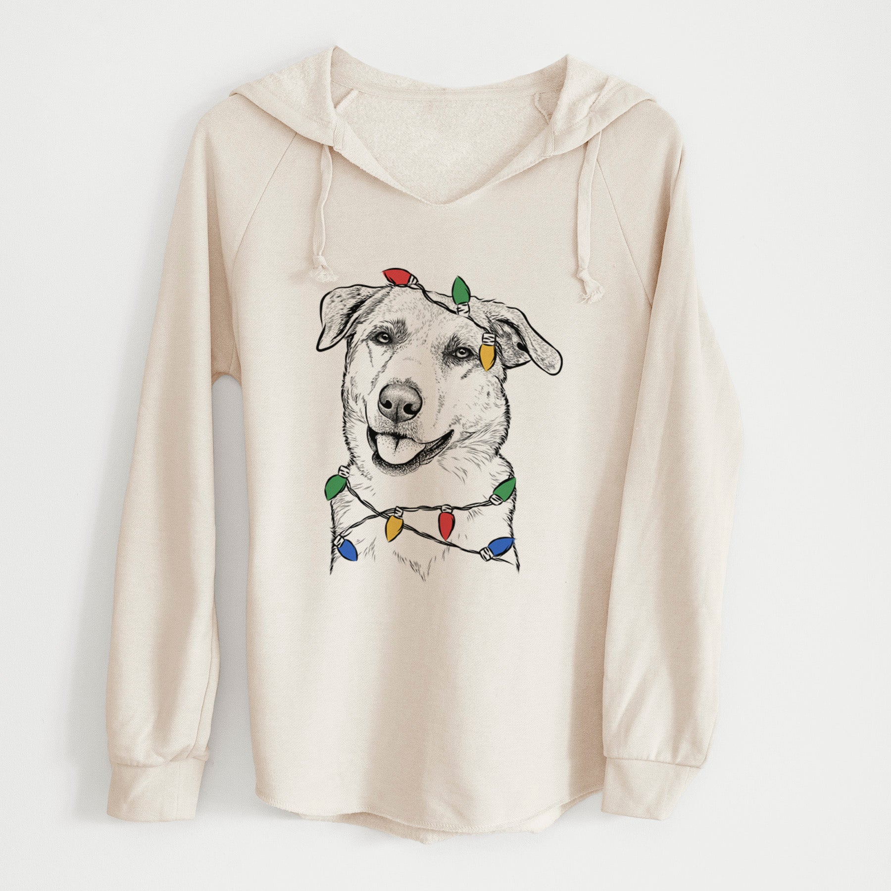 Christmas Lights Sydney the Great Pyrenees Australian Shepherd Mix - Cali Wave Hooded Sweatshirt