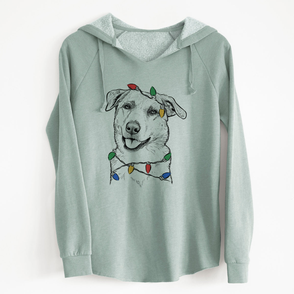 Christmas Lights Sydney the Great Pyrenees Australian Shepherd Mix - Cali Wave Hooded Sweatshirt