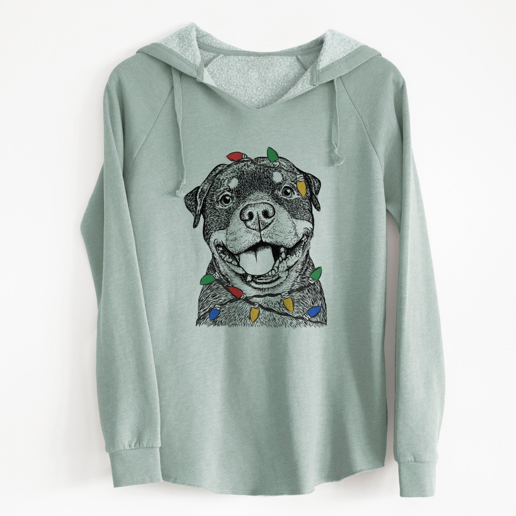 Christmas Lights Talos the Rottweiler - Cali Wave Hooded Sweatshirt