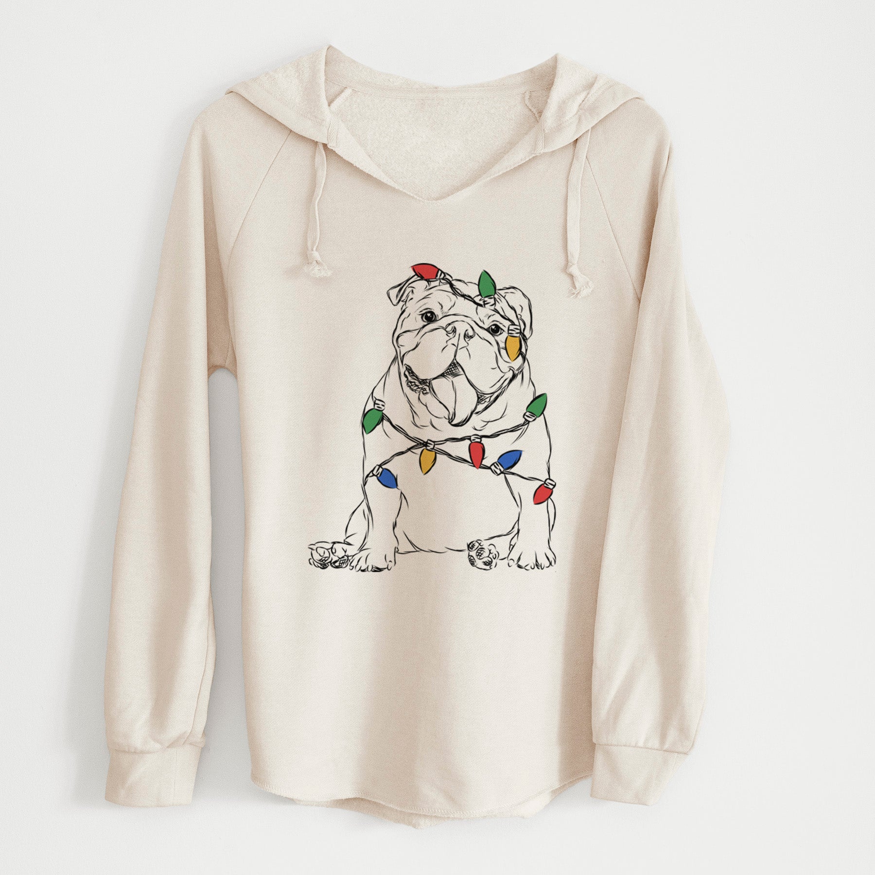 Christmas Lights Tank the English Bulldog - Cali Wave Hooded Sweatshirt