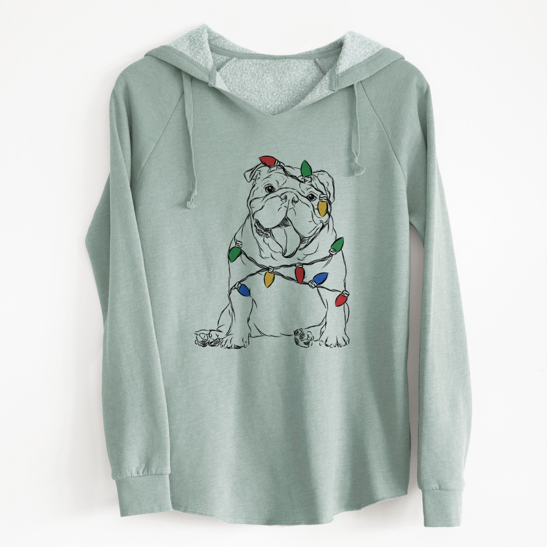 Christmas Lights Tank the English Bulldog - Cali Wave Hooded Sweatshirt