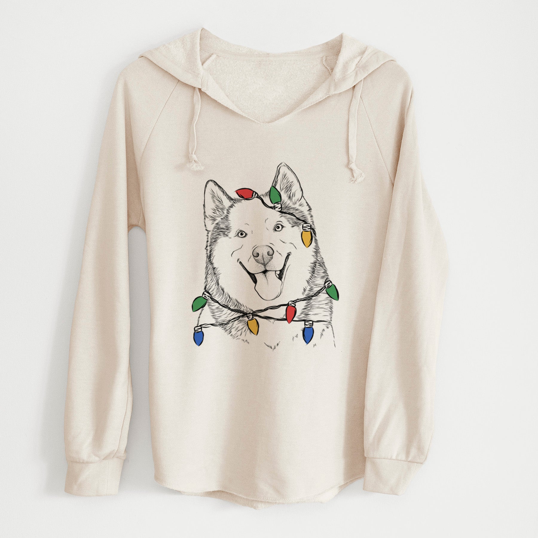 Christmas Lights Teak the Siberian Husky - Cali Wave Hooded Sweatshirt