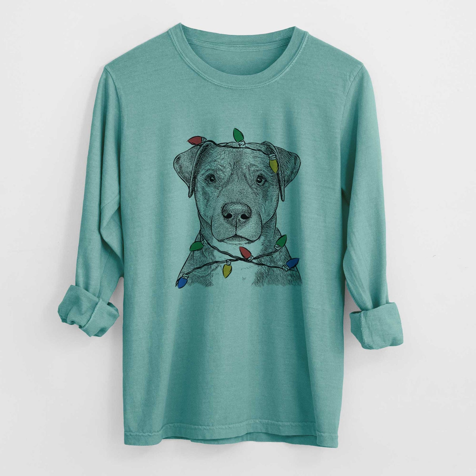 Christmas Lights TedE the Mixed Breed - Heavyweight 100% Cotton Long Sleeve