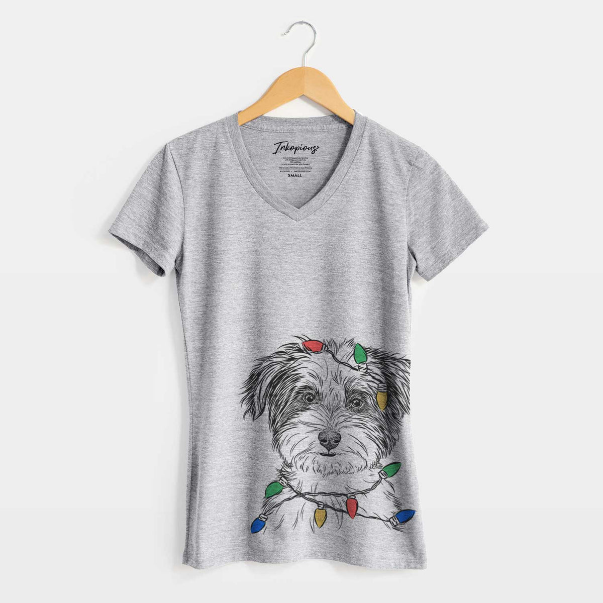 Christmas Lights Teddy the Havanese - Women's V-neck Shirt