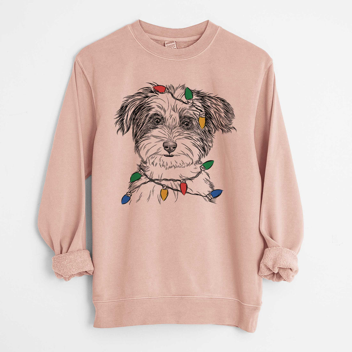 Christmas Lights Teddy the Havanese - Unisex Pigment Dyed Crew Sweatshirt