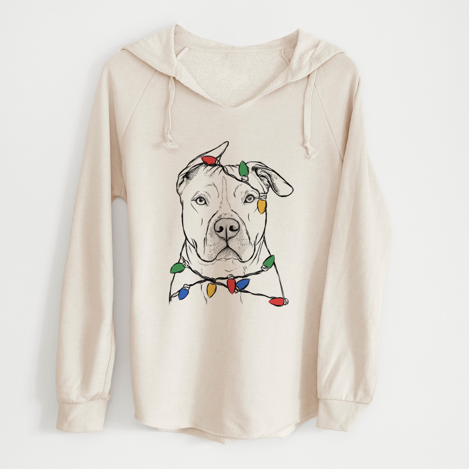 Christmas Lights Teddy Jam the Pitbull - Cali Wave Hooded Sweatshirt