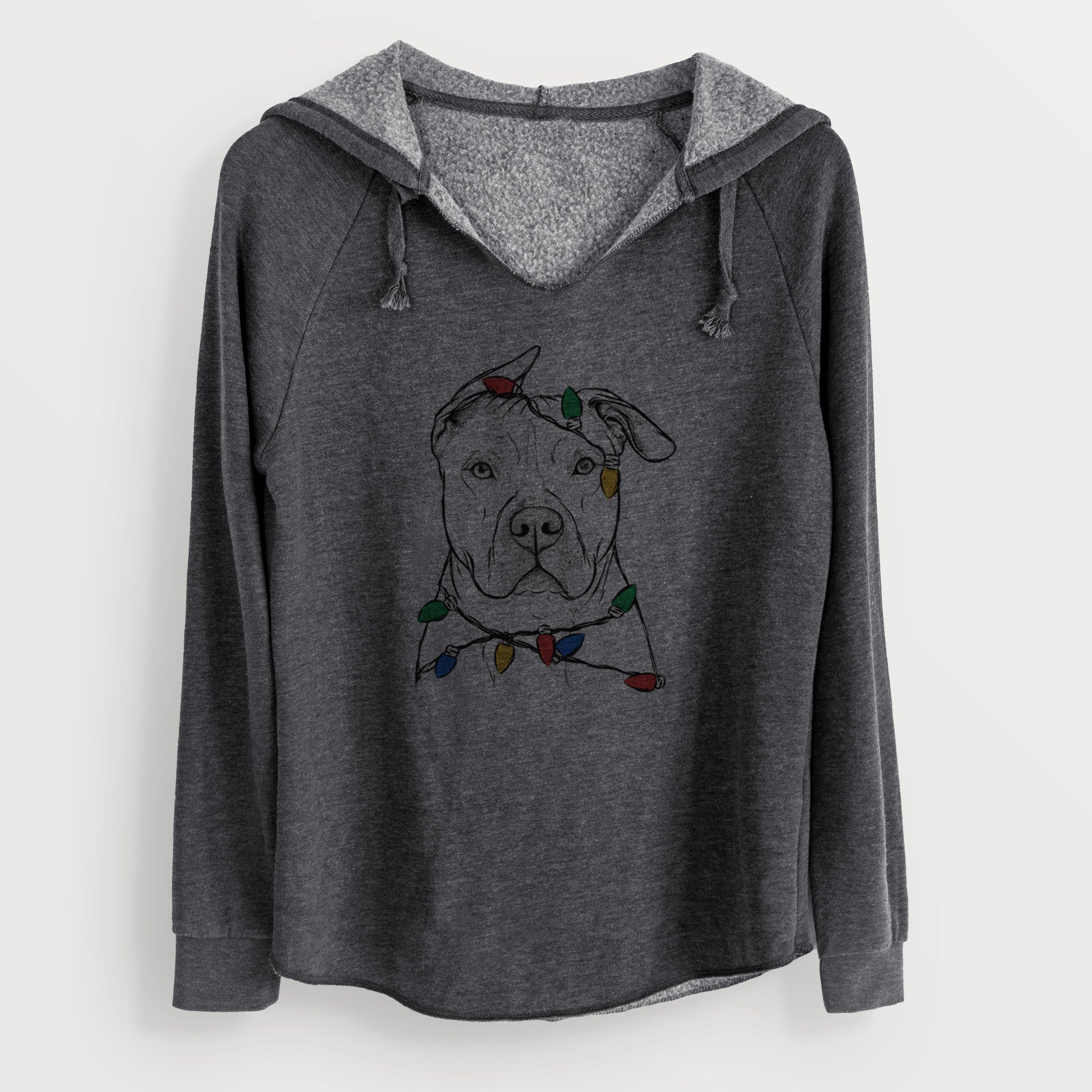 Christmas Lights Teddy Jam the Pitbull - Cali Wave Hooded Sweatshirt