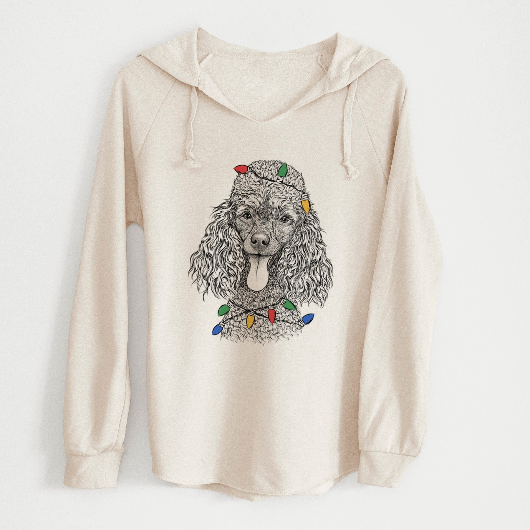 Christmas Lights Teddy the Mini Poodle - Cali Wave Hooded Sweatshirt