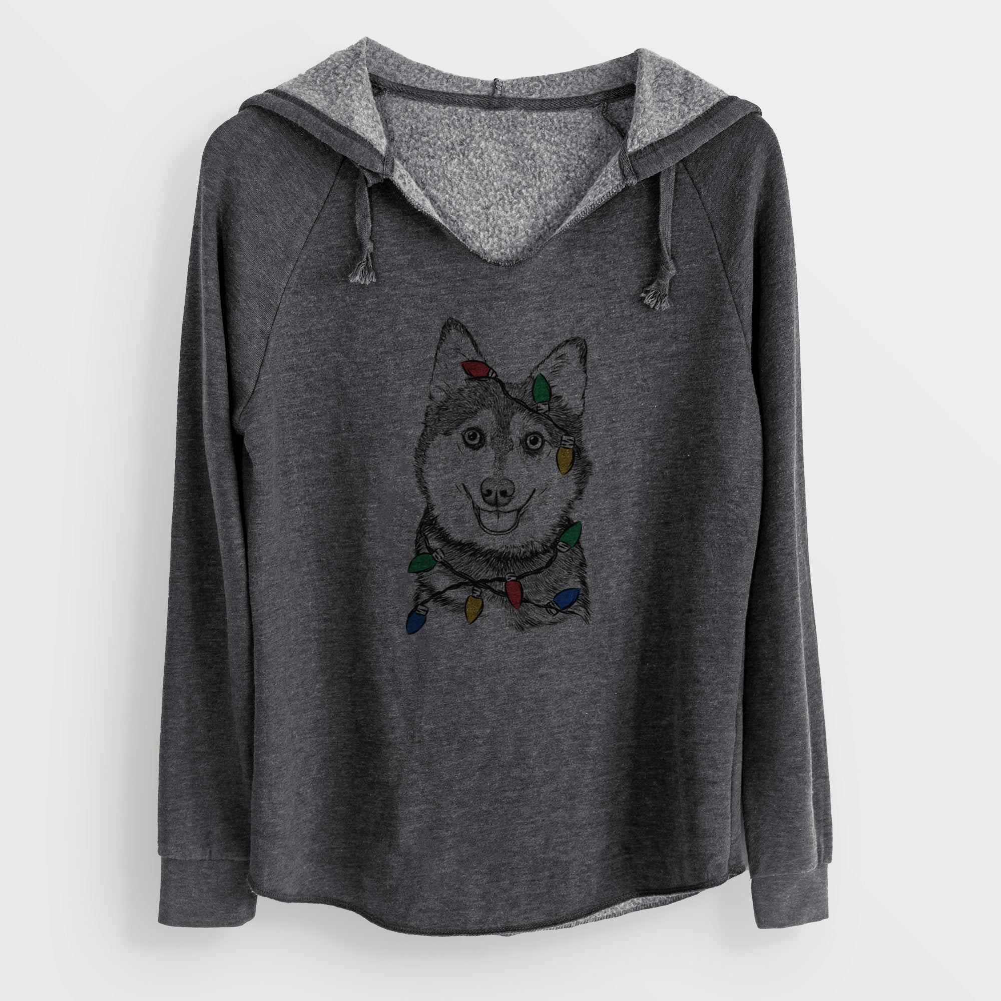 Christmas Lights Tellie the Alaskan Klee Kai - Cali Wave Hooded Sweatshirt