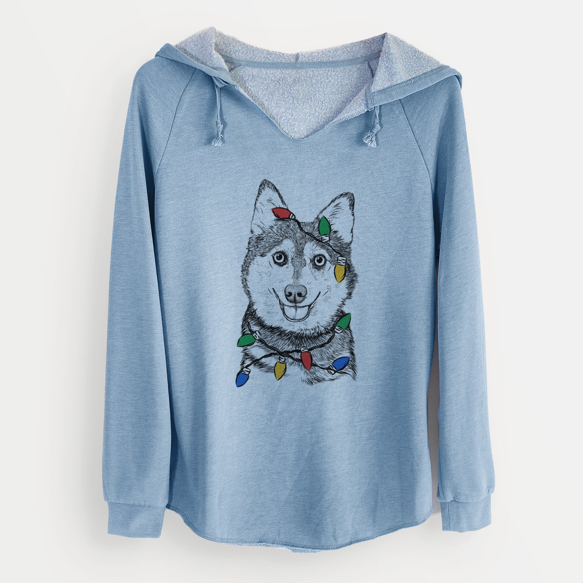 Christmas Lights Tellie the Alaskan Klee Kai - Cali Wave Hooded Sweatshirt