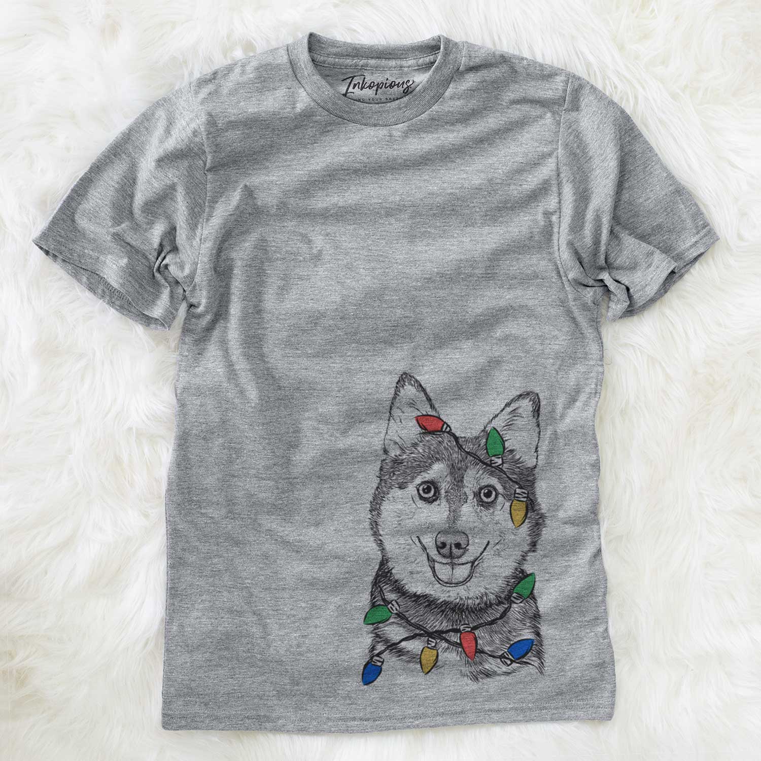 Christmas Lights Tellie the Alaskan Klee Kai - Unisex Crewneck