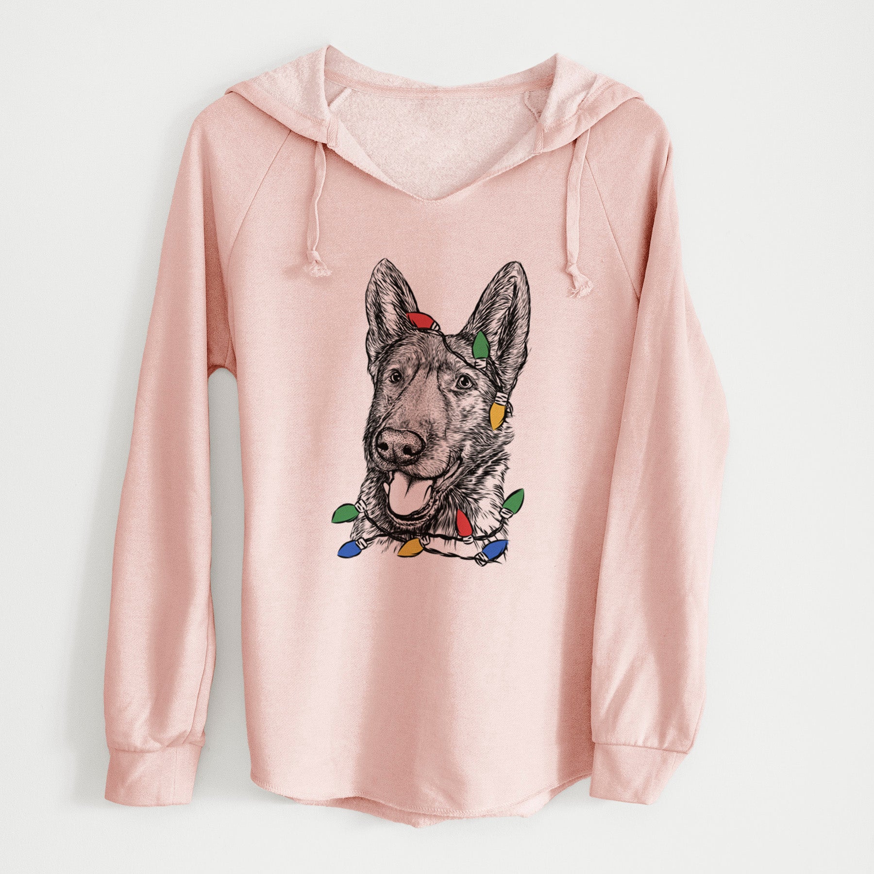 Christmas Lights Tena the German Shepherd - Cali Wave Hooded Sweatshirt