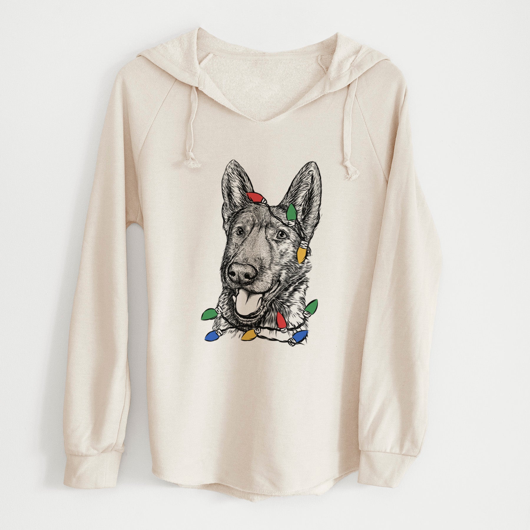 Christmas Lights Tena the German Shepherd - Cali Wave Hooded Sweatshirt