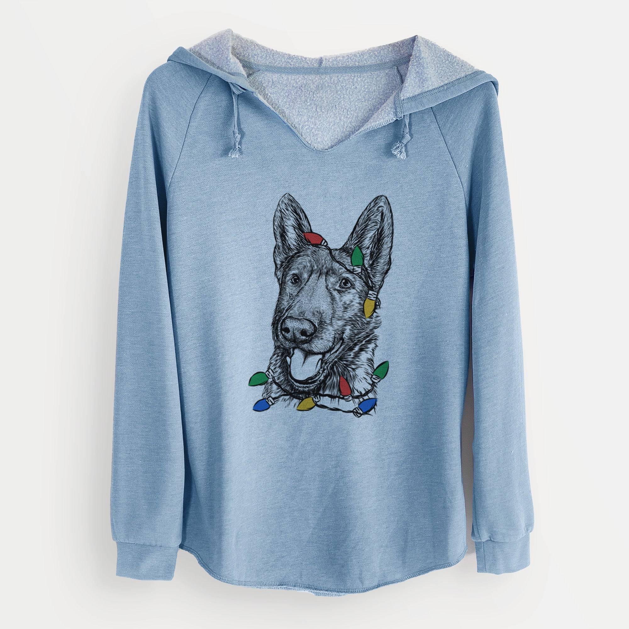 Christmas Lights Tena the German Shepherd - Cali Wave Hooded Sweatshirt