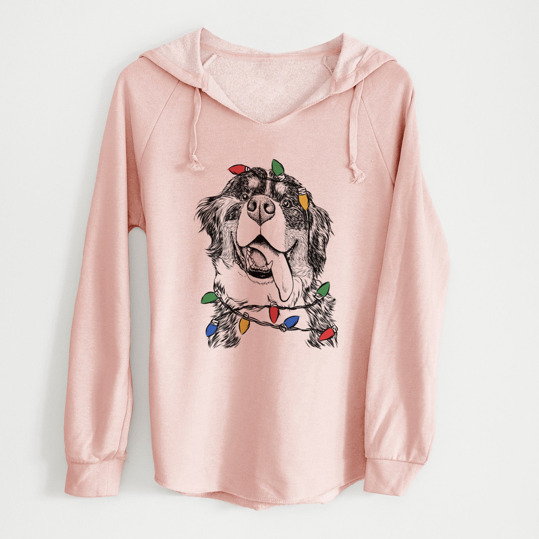 Christmas Lights Theo the Bernese Mountain Dog - Cali Wave Hooded Sweatshirt