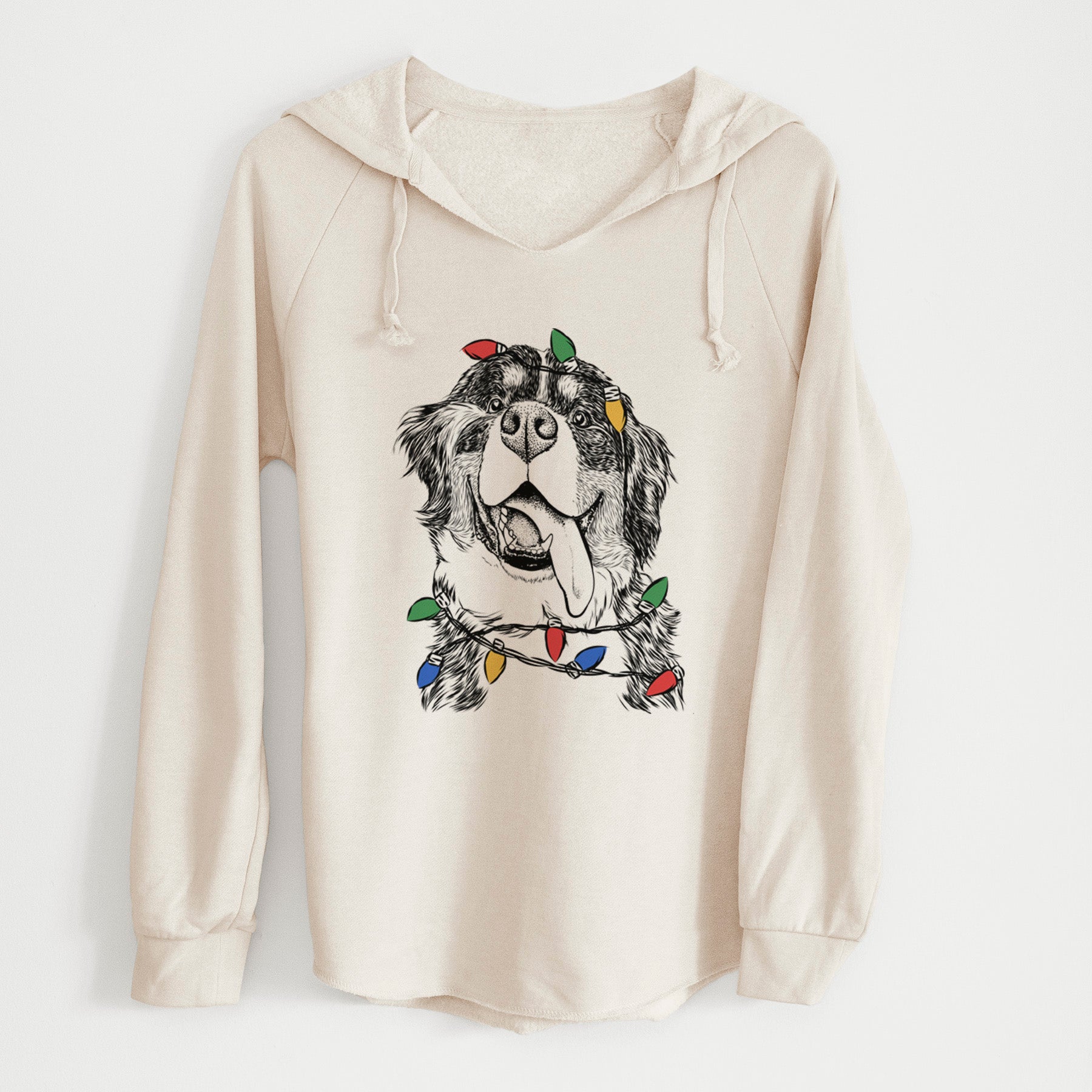 Christmas Lights Theo the Bernese Mountain Dog - Cali Wave Hooded Sweatshirt