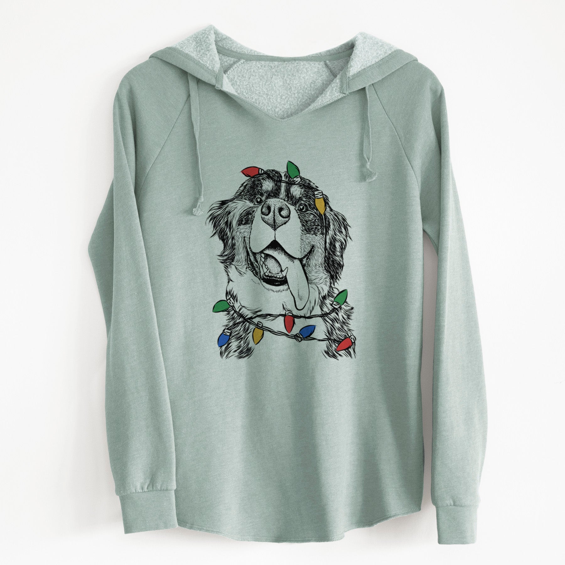 Christmas Lights Theo the Bernese Mountain Dog - Cali Wave Hooded Sweatshirt