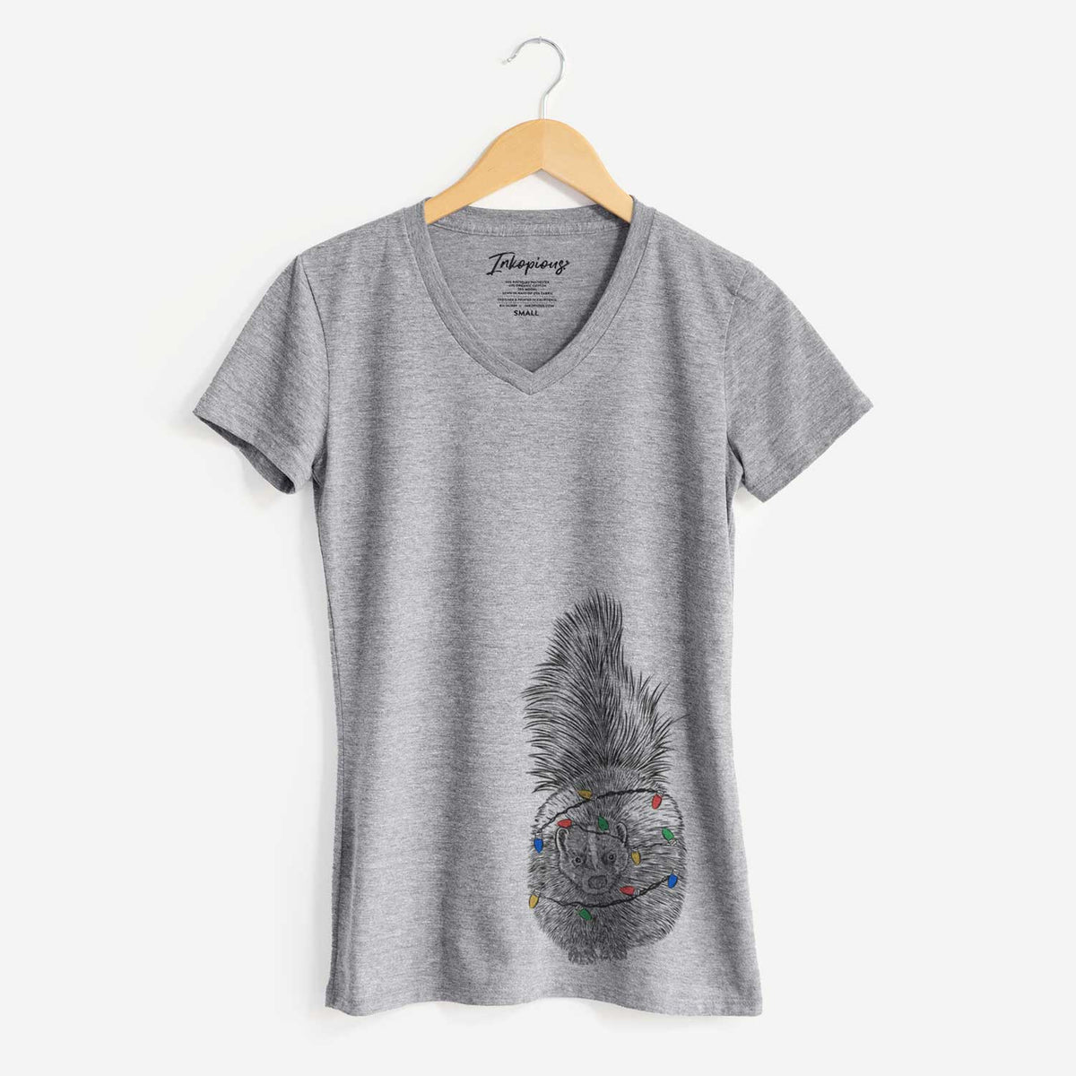 Christmas Lights Tibbs the Skunk - Women's V-neck Shirt