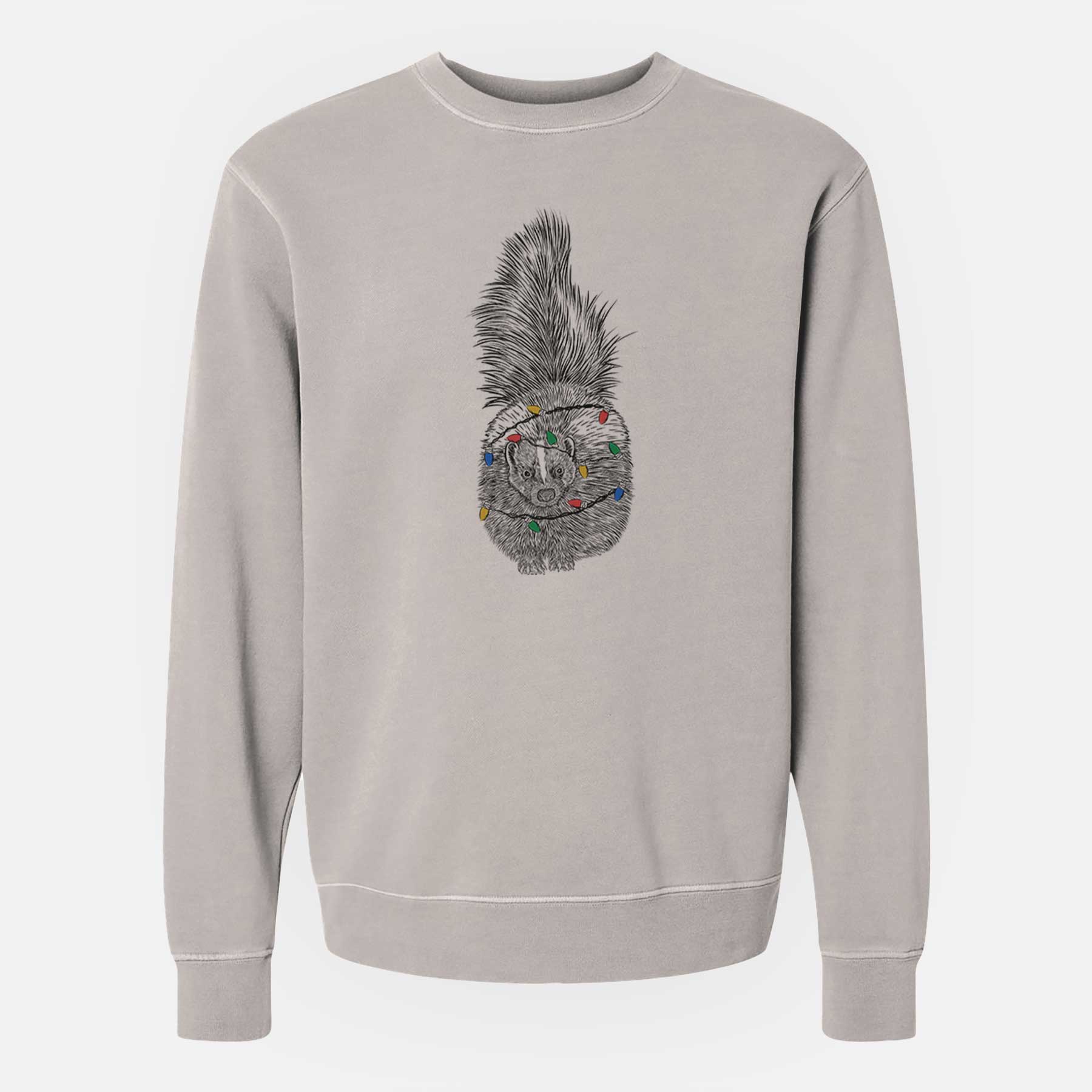 Christmas Lights Tibbs the Skunk - Unisex Pigment Dyed Crew Sweatshirt