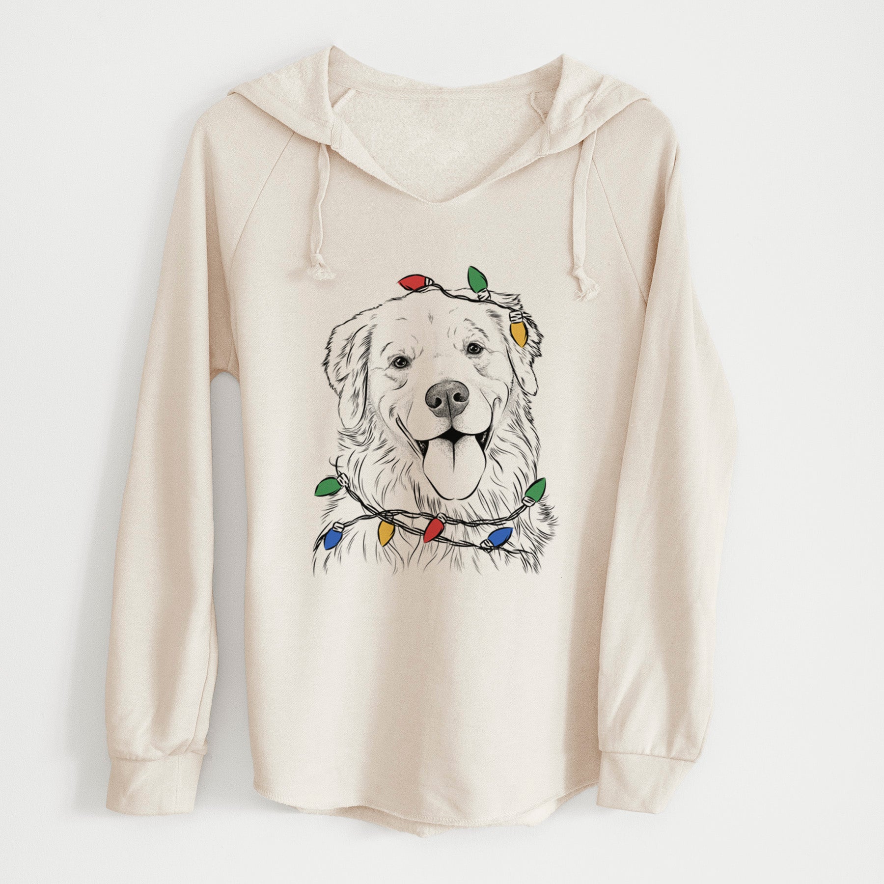 Christmas Lights Ticket the Golden Retriever - Cali Wave Hooded Sweatshirt