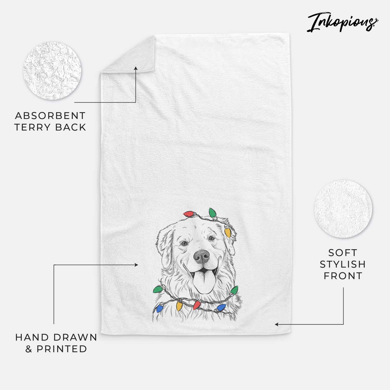 Ticket the Golden Retriever Decorative Hand Towel