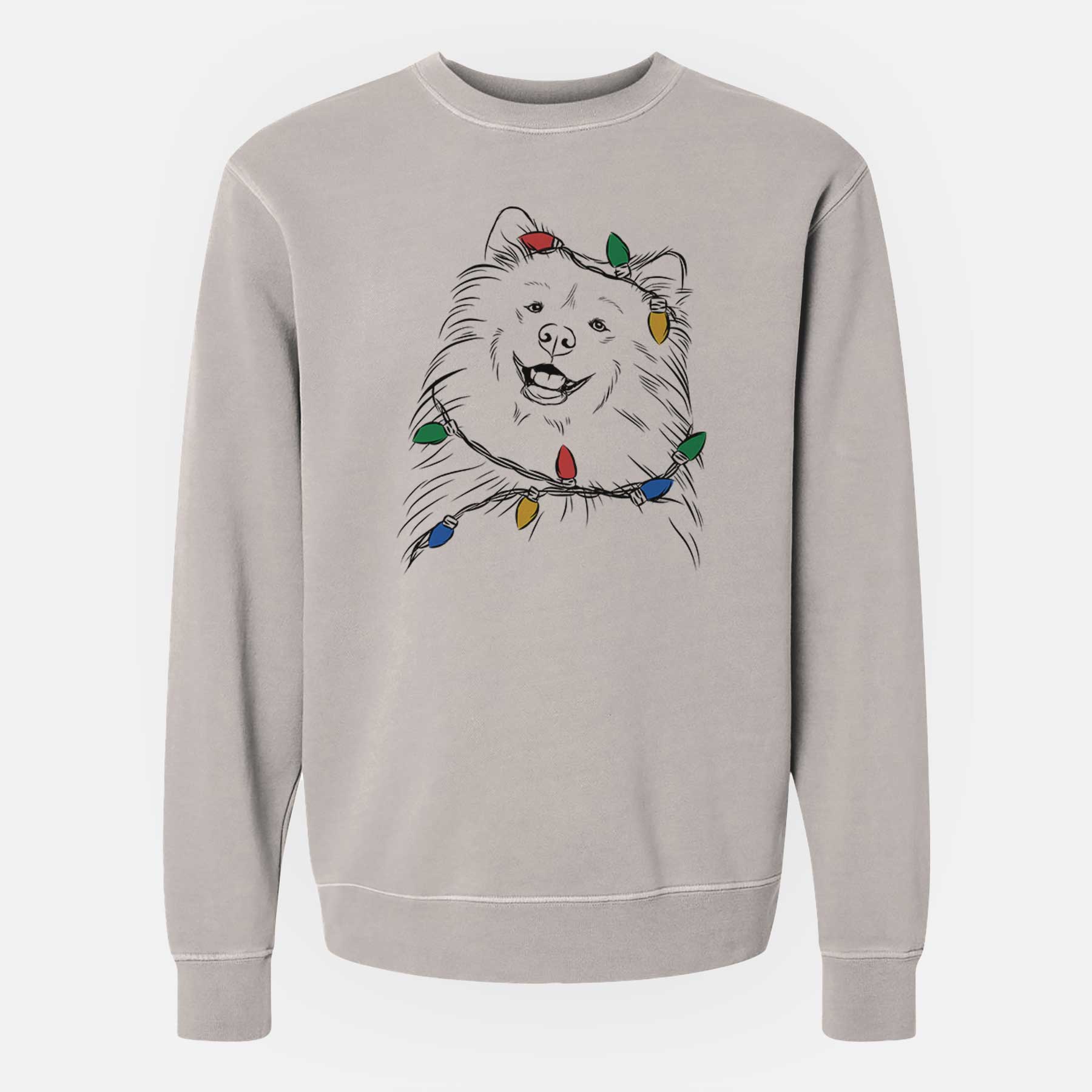 Christmas Lights Tillie the Samoyed - Unisex Pigment Dyed Crew Sweatshirt