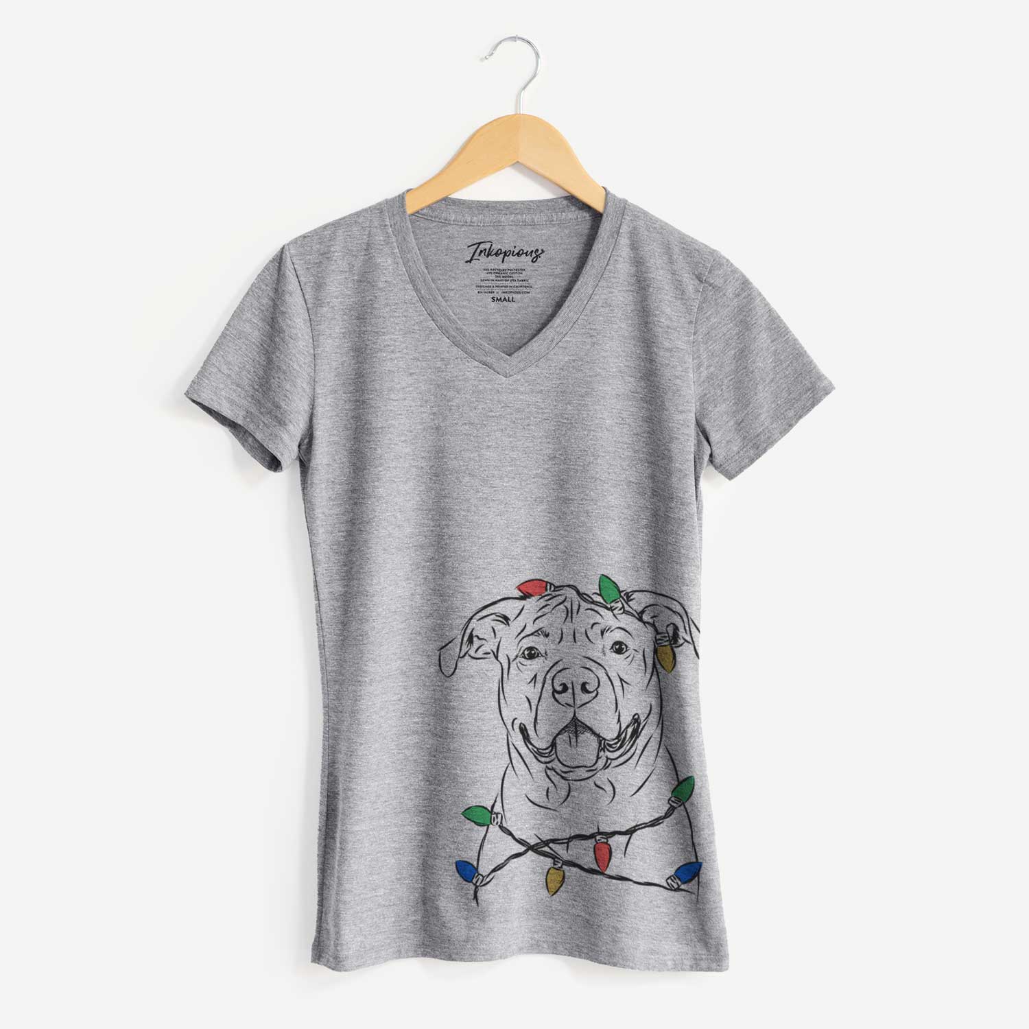 Christmas Lights Timmy the Mixed Breed - Women's V-neck Shirt